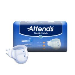 Attends Classic Adult Heavy-Absorbent Incontinence Brief, Large, White