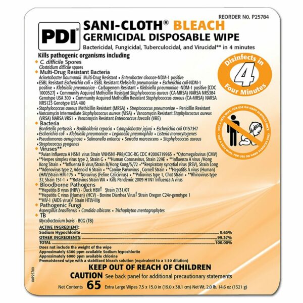 Sani-Cloth Surface Disinfectant Cleaner, 65 Wipes per Canister