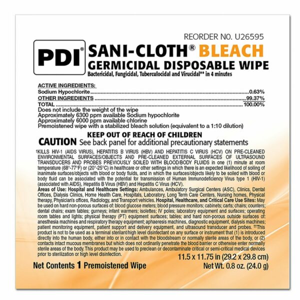 Sani-Cloth Surface Disinfectant Cleaner Bleach Wipe, 40 Individual Packets per Box
