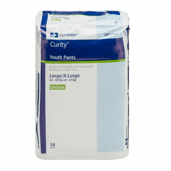 Curity Youth Pants Unisex, Disposable, Tear Away Seams, Large, Heavy Absorbency, 60 to 125 lbs