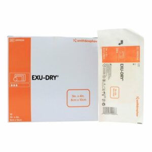 Super Absorbent Dressing EXU-DRY Anti-Shear 3 X 4 Inch Polyethylene / Rayon / Cellulose Rectangle Sterile 1
