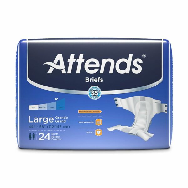 Attends Briefs, Adult, Large, Heavy Absorbency, Disposable