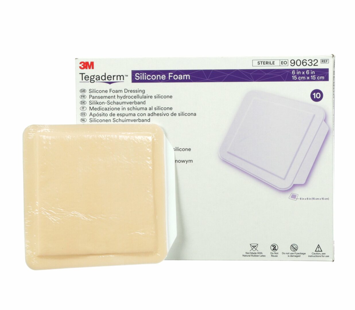3M  Silicone Foam Dressing 3M Tegaderm 4 X 4-1/4 Inch Square Silicone Adhesive Without Border Sterile