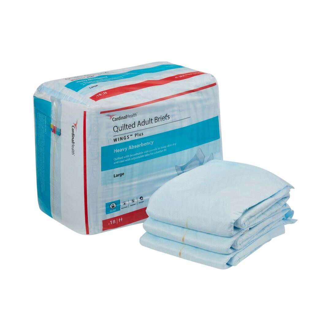 Wings Plus Quilted Heavy Absorbency Incontinence Brief, Large