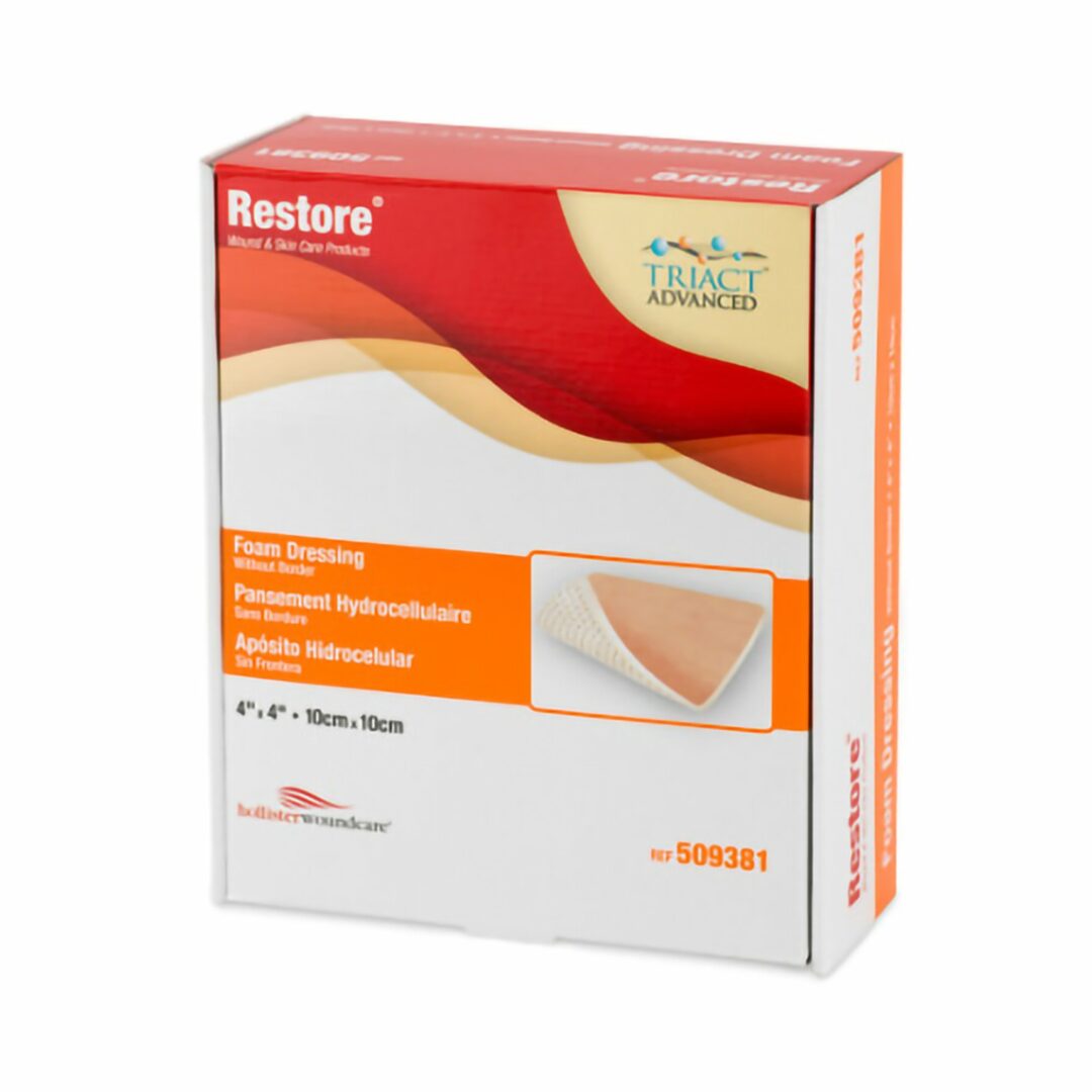 Restore Nonadhesive without Border Foam Dressing, 4 x 4 Inch
