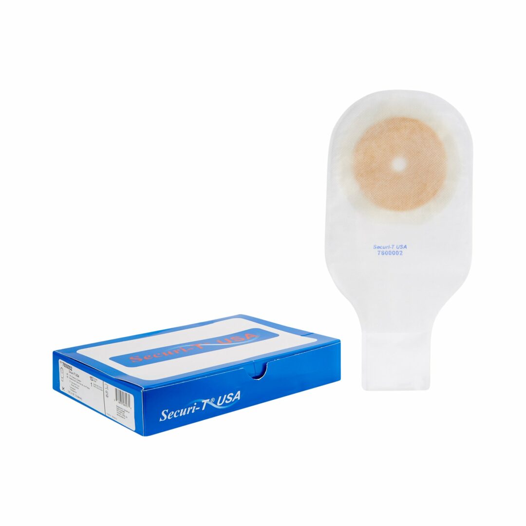 Securi-T One-Piece Drainable Transparent Ostomy Pouch, 12 Inch Length, 1/2 to 2½ Inch Stoma