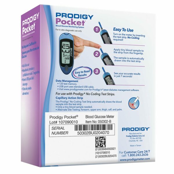 Blood Glucose Meter Prodigy Diabetes Care No Coding Required 2