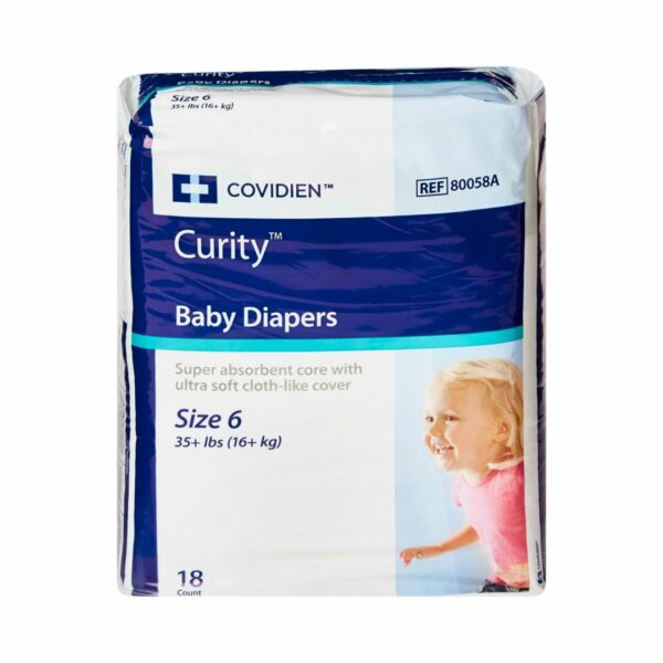 Curity Unisex Baby Diapers, Heavy Absorbency, Disposable, Size 6, 35+ lbs