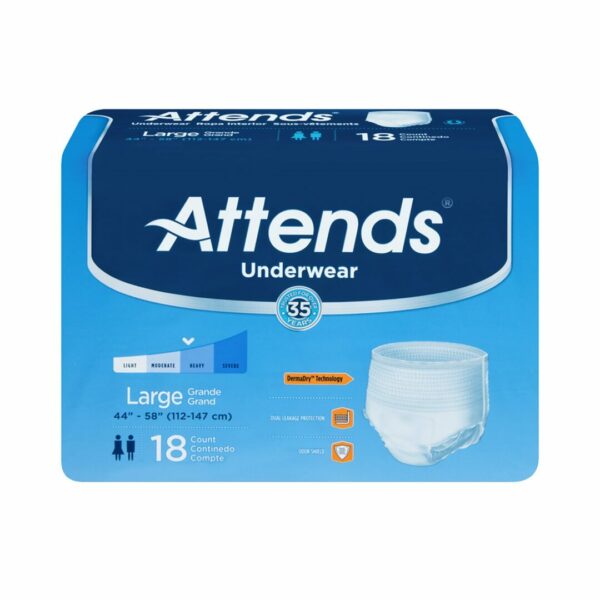 Attends Adult Moderate Absorbent Underwear, Large, White