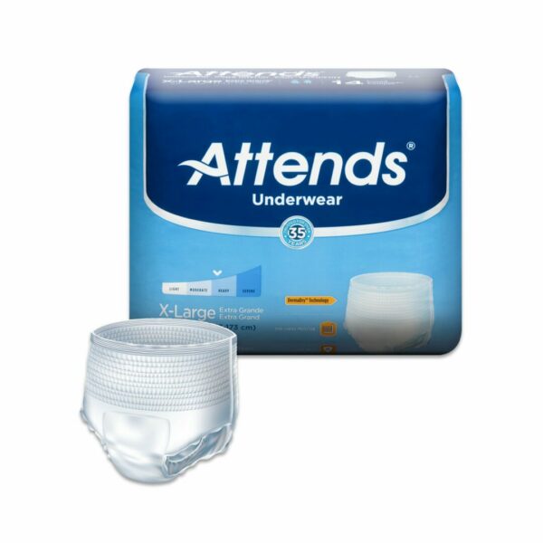 Attends Adult Moderate Absorbent Underwear, X-Large, White