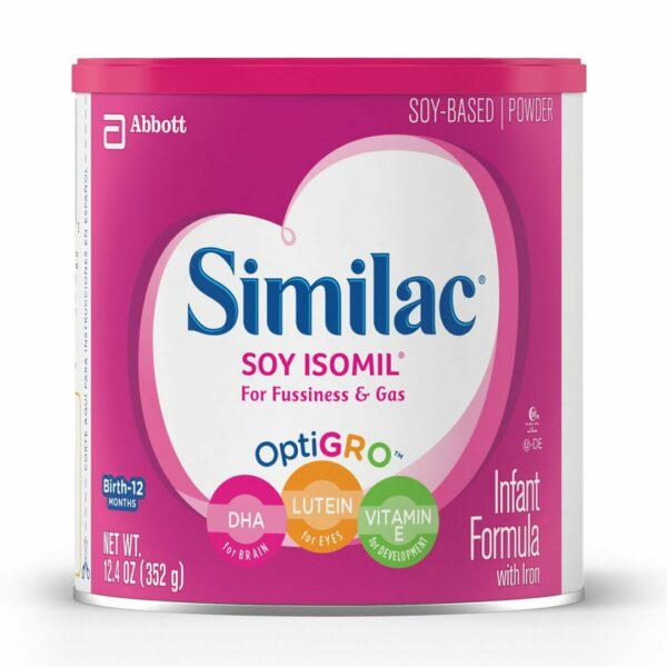 Similac Soy Isomil For Fussiness and Gas Powder Infant Formula, 12.4 oz. Can