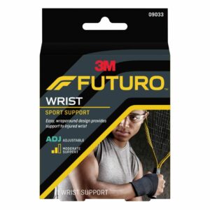 3M Futuro Adult Sport Wrist Support, Wraparound, Adjustable, Black, 4-1/2 to 9-1/2 Inch, One Size Fits Most 1