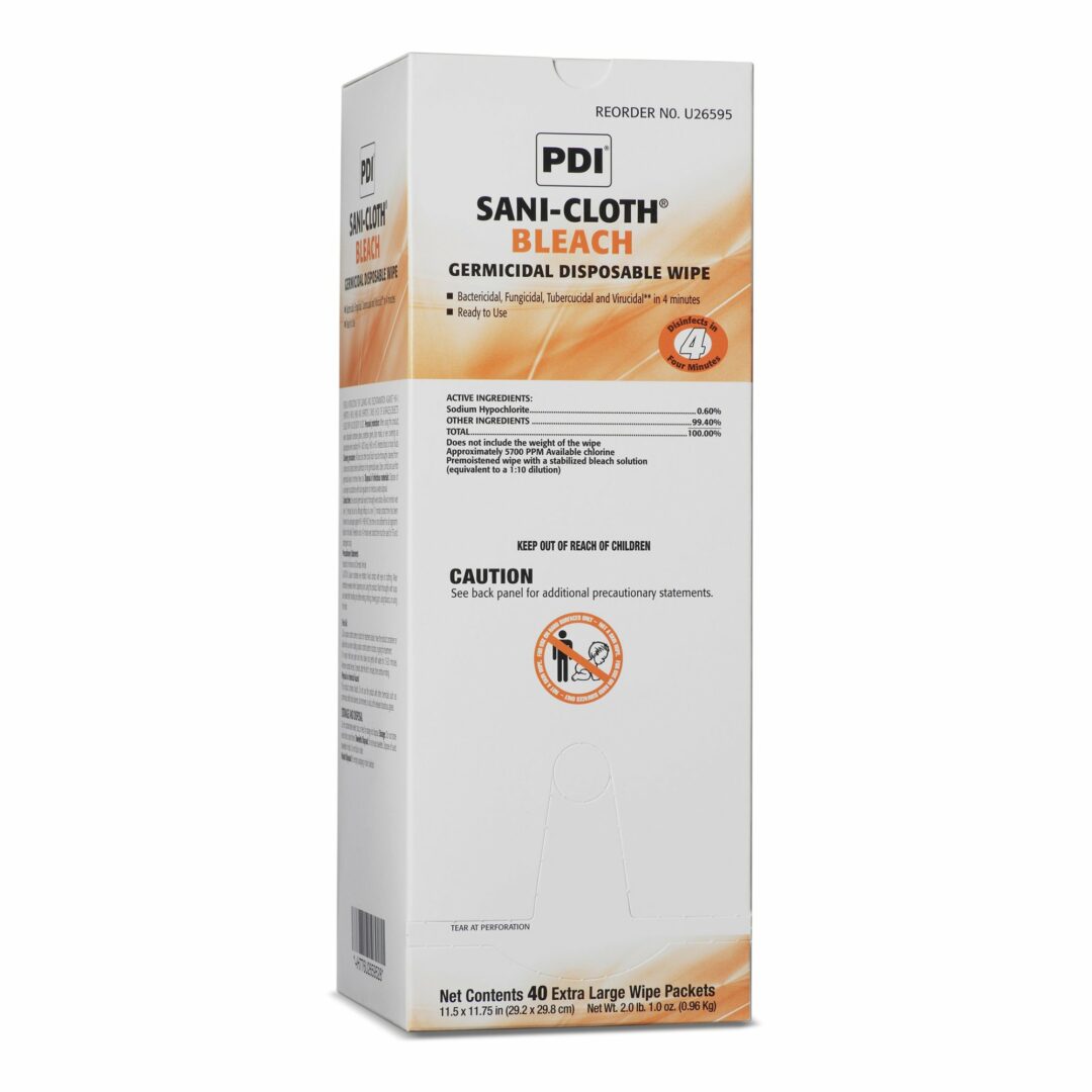 Sani-Cloth Surface Disinfectant Cleaner Bleach Wipe, 40 Individual Packets per Box